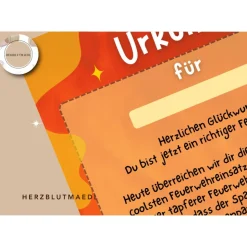 Personalisierte Feuerwehr Urkunde für Feuerwehrparty in A4 - Ideales Geburtstags-Mitgebsel als Download