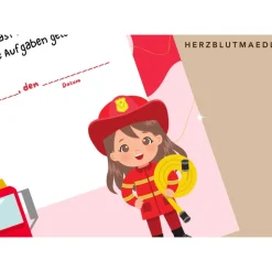 Personalisierte Feuerwehr Urkunde für Mädchen Feuerwehrparty in A4 - Ideales Geburtstags-Mitgebsel als Download