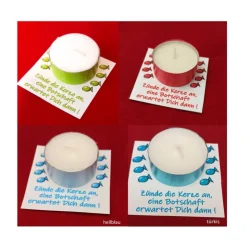 Personalisierte Gastgeschenke Teelicht mit Botschaft zur Kommunion, Konfirmation oder Jugendweihe – Danksagung & Tischdeko