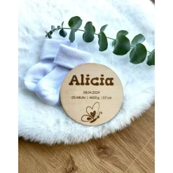 Personalisierte Geburtsanzeige Baby – Einzigartige Geschenkidee zur Geburt mit Namen & Geburtsdaten Namensschild Babyzim