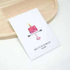 Personalisierte Geburtstagskarte Torte rosa mit Name | Torte Aquarell | A6 Klappkarte mit Briefumschlag