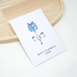 Personalisierte Geburtstagskarte mit Name und Alter | blauer, eckiger Cakepop Aquarell | mit Briefumschlag