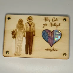 Personalisierte gelaserte Geldgeschenkkarte aus Sperrholz – Kreatives Hochzeitsgeschenk