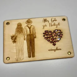 Personalisierte gelaserte Geldgeschenkkarte aus Sperrholz – Kreatives Hochzeitsgeschenk