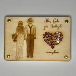 Personalisierte gelaserte Geldgeschenkkarte aus Sperrholz – Kreatives Hochzeitsgeschenk