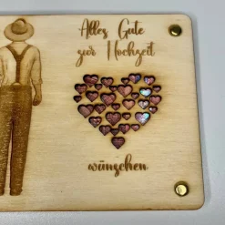 Personalisierte gelaserte Geldgeschenkkarte aus Sperrholz – Kreatives Hochzeitsgeschenk