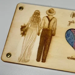 Personalisierte gelaserte Geldgeschenkkarte aus Sperrholz – Kreatives Hochzeitsgeschenk