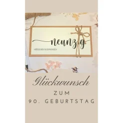 Personalisierte Geldgeschenk Geburtstagskarte zum 90. Geburtstag – Handgemachte Karte mit Umschlag & Geldfach