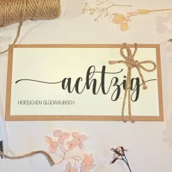 Personalisierte Geldgeschenk-Karte zum 80. Geburtstag – Handgemachte Glückwunschkarte mit Umschlag