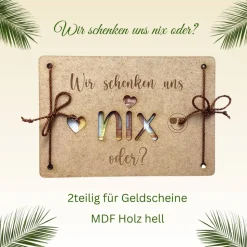 Personalisierte Geldgeschenkkarte aus Birken-/MDF-Holz mit Lasergravur – Geburtstagsgeschenk 16 x 11 cm