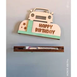 Personalisierte Geldscheinverpackung aus Holz – Gutscheinverpackung mit Gravur & Schleife zum Geburtstag