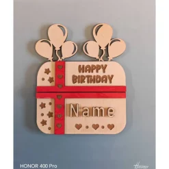 Personalisierte Geldscheinverpackung aus Holz – Gutscheinverpackung mit Gravur & Schleife zum Geburtstag