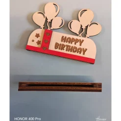 Personalisierte Geldscheinverpackung aus Holz – Gutscheinverpackung mit Gravur & Schleife zum Geburtstag