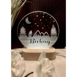 Personalisierte  Geschenk-  Deko Nachtlicht - Geschenk Geburtstag  -Weihnachtgeschenk für alle Familien-Winter-Wald-Mond