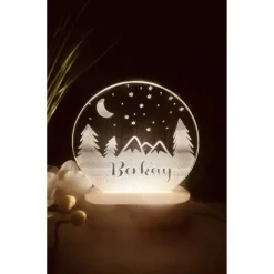 Personalisierte  Geschenk-  Deko Nachtlicht - Geschenk Geburtstag  -Weihnachtgeschenk für alle Familien-Winter-Wald-Mond