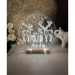 Personalisierte  Geschenk-  Deko Nachtlicht - Weihnachtgeschenk für alle Familien-Rentierfamilie-Schnee- Wald-