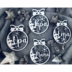 Personalisierte Geschenkanhänger, Christbaumanhänger im 4-er Set aus Holz, verschiedene Farben. Christbaumkugel, Weihnac