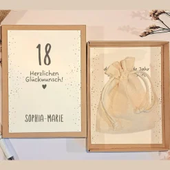 Personalisierte Geschenkbox zum 18. Geburtstag – Kreative Geldgeschenk Verpackung mit Karte & Säckchen