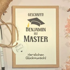 Personalisierte Geschenkbox zum Master Abschluss - Geldgeschenk Verpackung zum Studiunabschluss