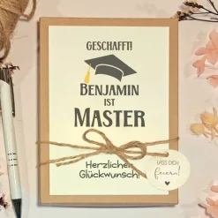 Personalisierte Geschenkbox zum Master Abschluss - Geldgeschenk Verpackung zum Studiunabschluss