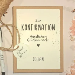 Personalisierte Geschenkbox zur Konfirmation – Stilvolle Geldgeschenk Verpackung mit Karte & Namen