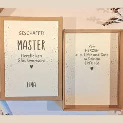 Personalisierte Geschenkbox Masterabschluss – Geldgeschenk Verpackung & Karte