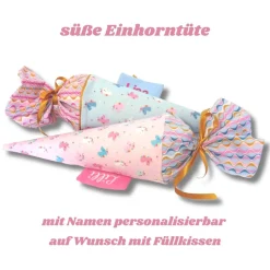 Personalisierte Geschwistertüte Einhorn – Kleine Schultüte mit Namen für den KiTa-Start