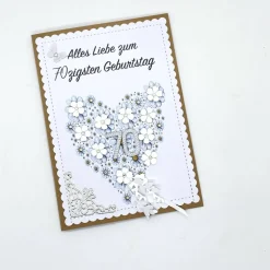 Personalisierte Glückwunschkarte mit Herzen und Jahreszahl – Handgemachte Jubiläumskarte