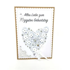 Personalisierte Glückwunschkarte mit Herzen und Jahreszahl – Handgemachte Jubiläumskarte