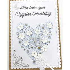 Personalisierte Glückwunschkarte mit Herzen und Jahreszahl – Handgemachte Jubiläumskarte