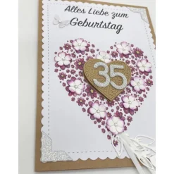 Personalisierte Glückwunschkarte mit Herzen und Jahreszahl – Handgemachte Jubiläumskarte