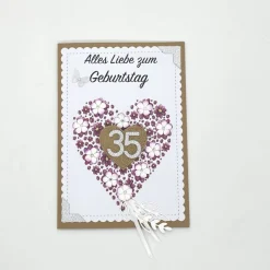 Personalisierte Glückwunschkarte mit Herzen und Jahreszahl – Handgemachte Jubiläumskarte