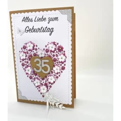 Personalisierte Glückwunschkarte mit Herzen und Jahreszahl – Handgemachte Jubiläumskarte