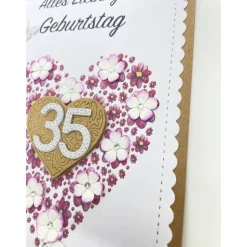 Personalisierte Glückwunschkarte mit Herzen und Jahreszahl – Handgemachte Jubiläumskarte