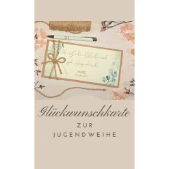 Personalisierte Glückwunschkarte zur Jugendweihe – Stilvolle Geldgeschenk-Karte mit Name & Datum
