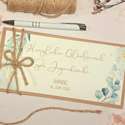 Personalisierte Glückwunschkarte zur Jugendweihe – Stilvolle Geldgeschenk-Karte mit Name & Datum