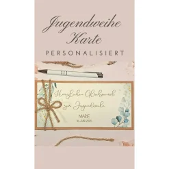 Personalisierte Glückwunschkarte zur Jugendweihe – Stilvolle Geldgeschenk-Karte mit Name & Datum