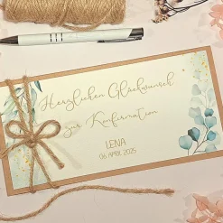 Personalisierte Glückwunschkarte zur Konfirmation mit Namen – Handgemachte Geschenkkarte für Geldgeschenke