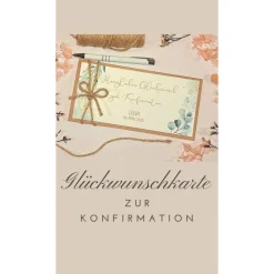 Personalisierte Glückwunschkarte zur Konfirmation mit Namen – Handgemachte Geschenkkarte für Geldgeschenke