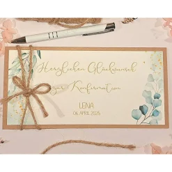 Personalisierte Glückwunschkarte zur Konfirmation mit Namen – Handgemachte Geschenkkarte für Geldgeschenke