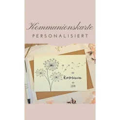 Personalisierte Glückwunschkarte zur Kommunion – Individuelle Karte für die Erstkommunion mit Namen