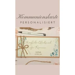 Personalisierte Glückwunschkarte zur Kommunion mit Namen – Handgemachte Geldgeschenk-Karte Erstkommunion