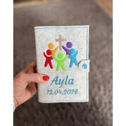 Personalisierte Gotteslobhülle aus Filz – Ihr seid meine Freunde 2026 - mit Name und Datum