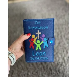 Personalisierte Gotteslobhülle aus Filz – Ihr seid meine Freunde 2026 - mit Name und Datum