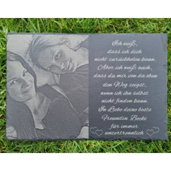 Personalisierte Grabstein & Gedenktafel aus Schiefer (30x20cm) mit Wunschgravur – Urnengrab, Grabschmuck & Fotogravur