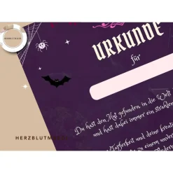 Personalisierte Halloween-Urkunden - Perfekt für Halloweenpartys und DIY-Projekte - digitaler Download DIN A4 | Spiele f