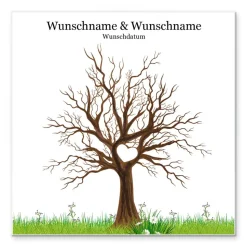Personalisierte Hochzeit Fingerabdruck Leinwand – Gästebuch Baum 50x50 cm – Traumhaftes Geschenk zur Trauung