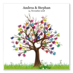 Personalisierte Hochzeit Fingerabdruck Leinwand – Gästebuch Baum 50x50 cm – Traumhaftes Geschenk zur Trauung