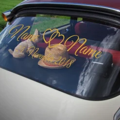 Personalisierte Hochzeitsaufkleber mit Namen – Liebevolle Sticker für Hochzeitsdeko – 60 cm, 16 Farben, wetterfest & abl