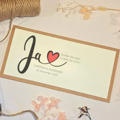 Personalisierte Hochzeitskarte mit Herz & Vintage-Design – Glückwunschkarte zur Hochzeit mit Namen & Datum